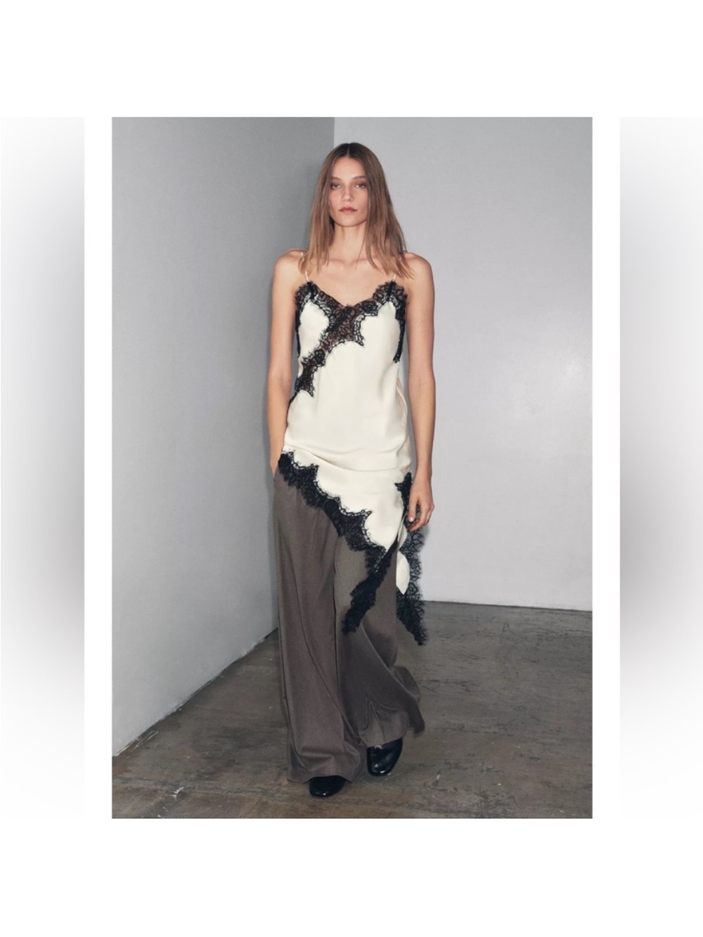 NWT Asymmetric lace slip dress - Picture 5 of 6